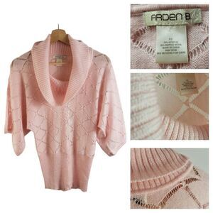 ARDEN B. XS Merino Wool Blend Pink Sweater Cowl Neck Wide 3/4 Dolman Sleeve